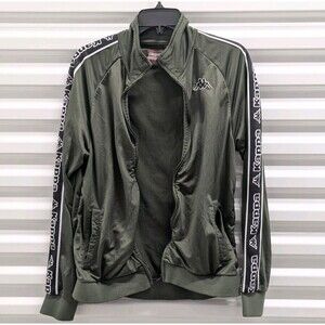 Vintage Y2K Kappa 222 Track Jacket Medium Green Banda Tape Logo Soccer Full Zip